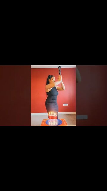 Karate girl takes out candles with a fan #shorts