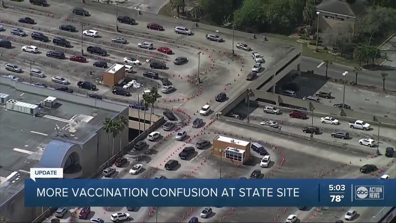 People wait for hours at packed state-supported vaccination site in Tampa