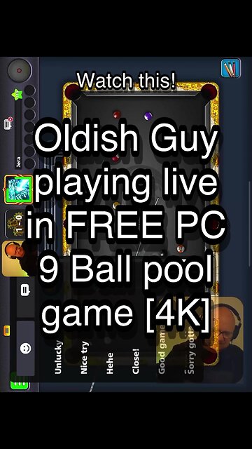 Oldish Guy playing live in FREE PC 9 Ball pool game [4K] 🎱🎱🎱 8 Ball Pool 🎱🎱🎱