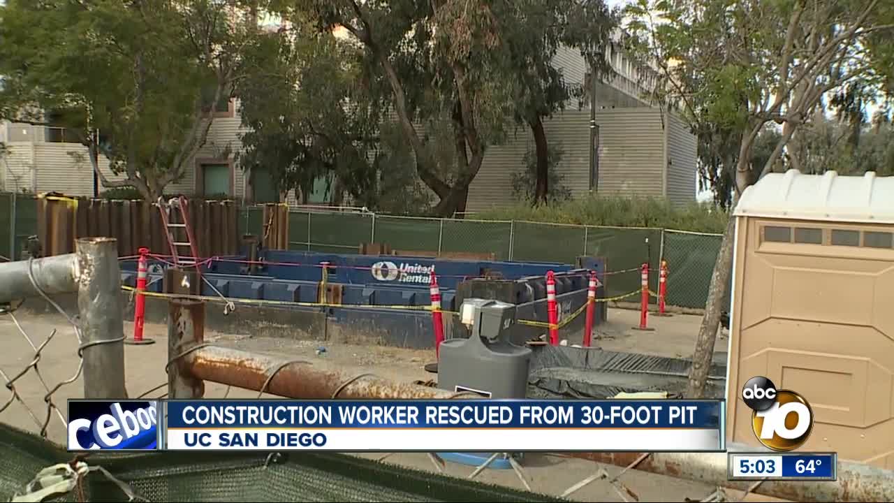 Crews rescue man who fell into 30-foot trench at UCSD