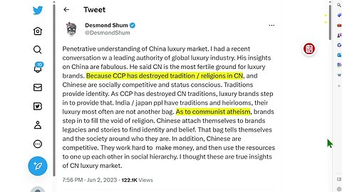 [評論] "因為中共摧毀了中國的傳統/宗教，而中國人具有社會競爭力和地位意識。 傳統提供身份。 由於中共摧毀了 CN 的傳統，奢侈品牌介入提供了這一點"