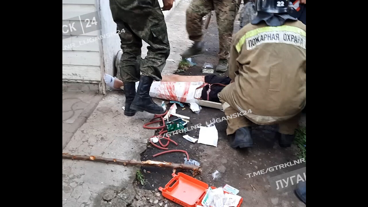 Ukrainian army shelling in Stakhanov