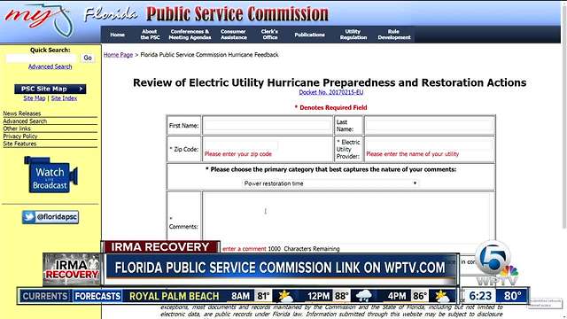 Comment on power preparedness, restoration after Hurricane Irma