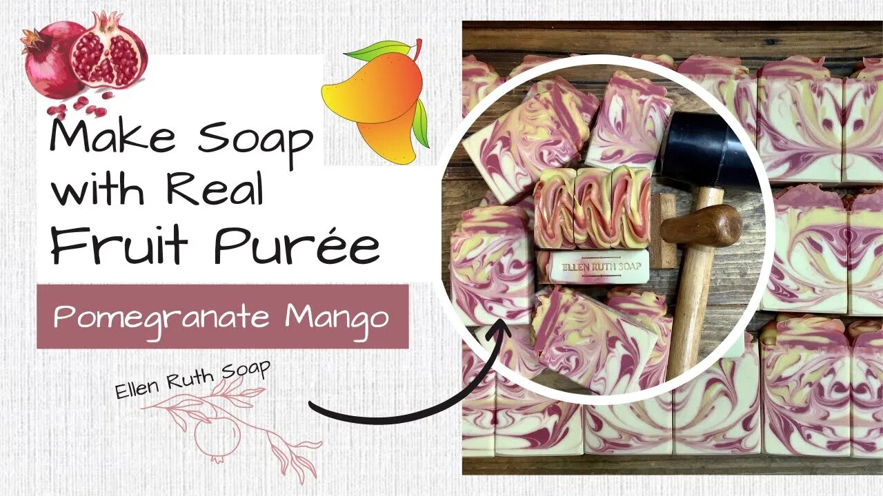 Making POMEGRANATE MANGO CP Soap w/ Fruit Puree + 2 Color Piping / Frosting | Ellen Ruth Soap