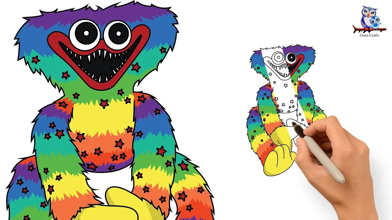 How to Draw Rainbow Huggy Wuggy Poppy Playtime - Art Tutorial