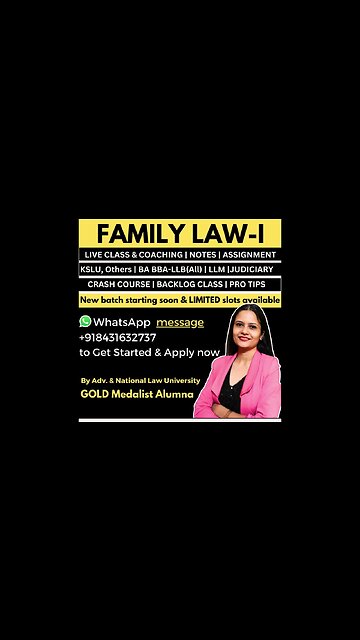 FAMILY LAW 1 Hindu Law online live coaching class for LL.B. students KSLU KLE all other Universities