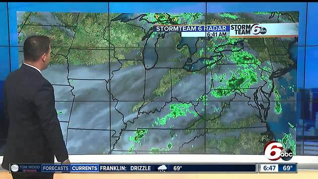 Today: Spotty afternoon showers - Humidity falls tonight