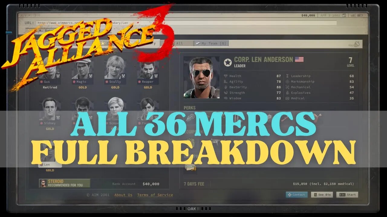 Jagged Alliance 3 - Breaking Down All 36 Mercs