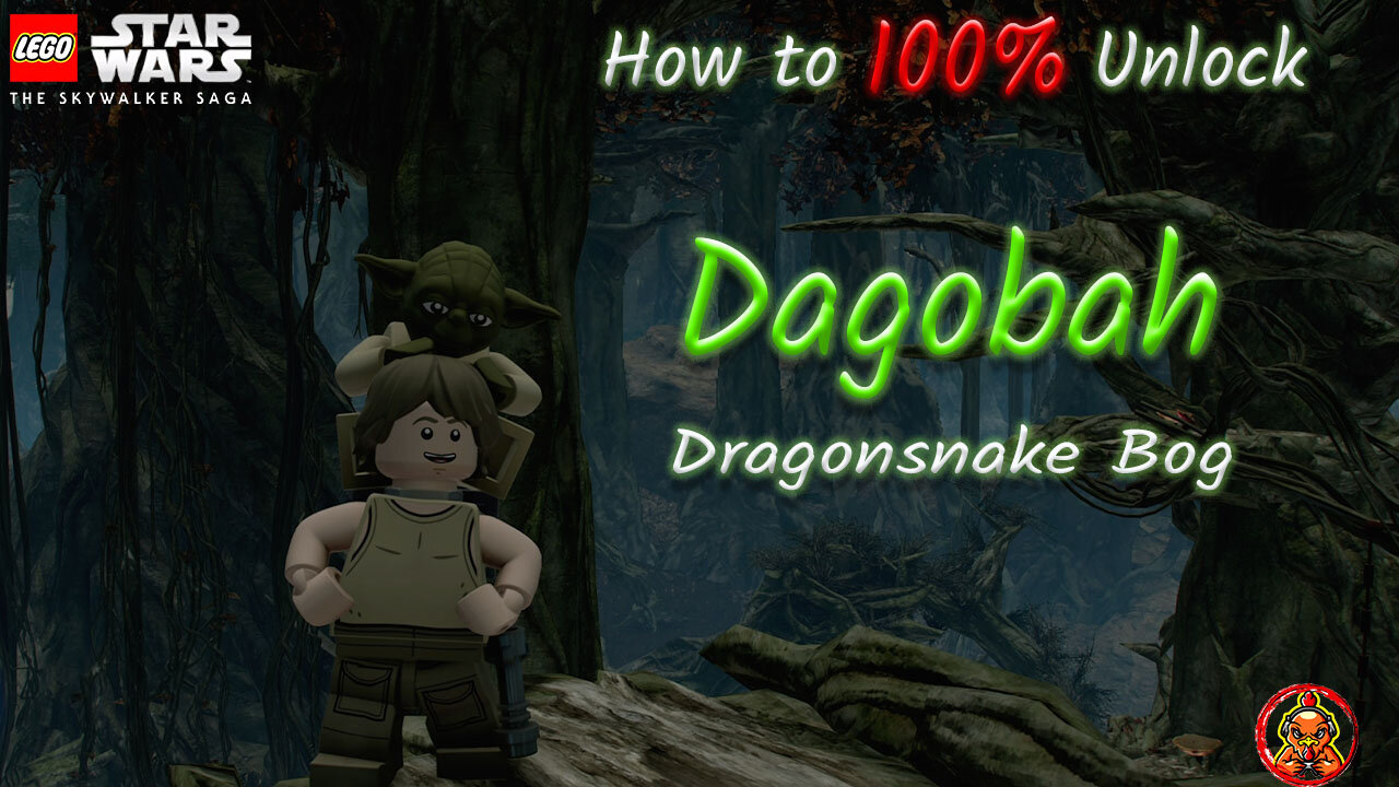 How to 100% Unlock, Dagobah - Dragonsnake Bog. Lego Starwars The Skywalker Saga.