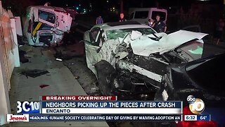 Car leaves trail of destruction after slamming into parked vehicles in Encanto