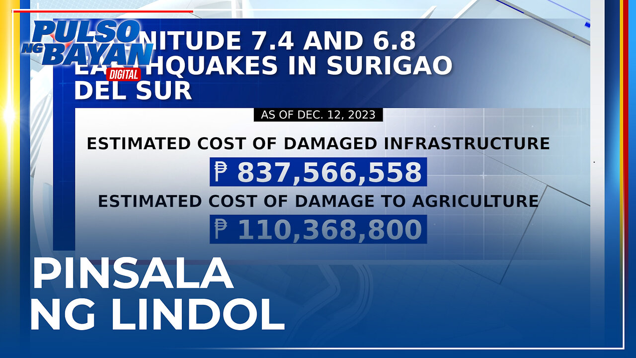 Halaga ng pinsala ng lindol sa Surigao del Sur, pumalo na sa halos P1-B ayon sa NDRRMC