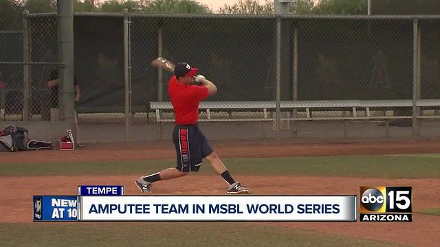 All amputee team partaking in adult baseball league