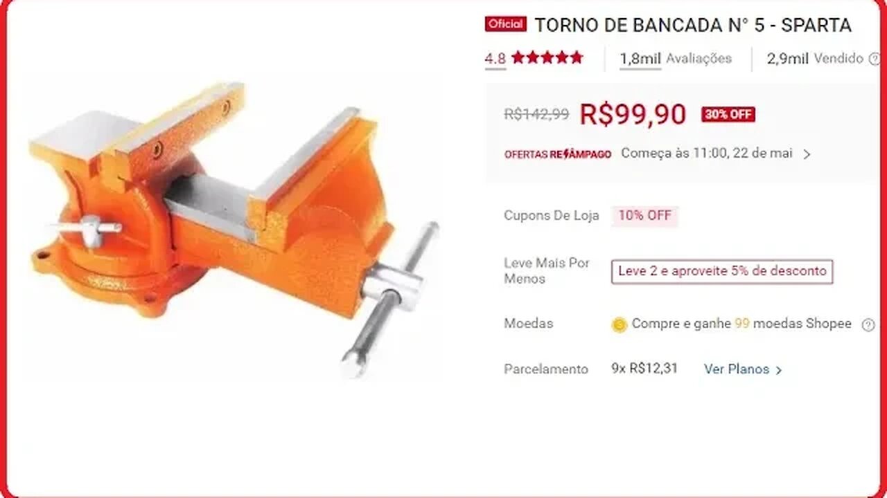 Morsa baratinha da shopee (torno de bancada)