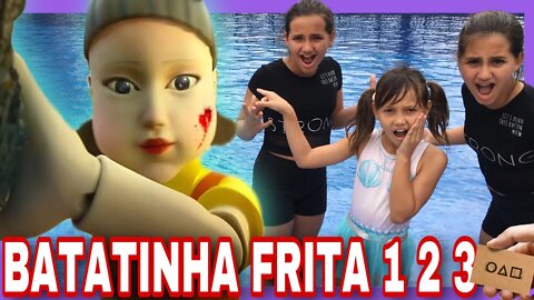 BATATINHA FRITA 1 2 3 ROUND 6 / O DESAFIO NA PISCINA - 3 IRMAS DEMAIS | kids fun