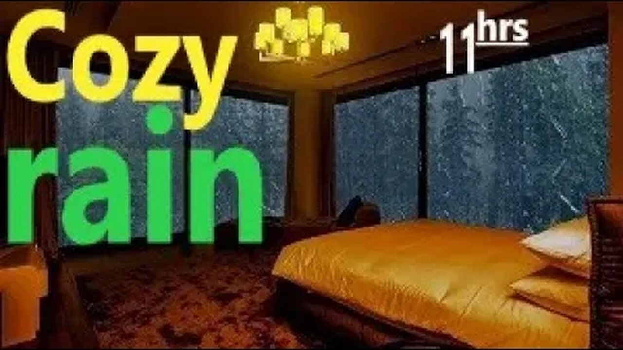 Rain & Thunder on Cozy Bedroom Window - Relax Sleep Meditate Work Relief Stress Soothe Baby - 11 hrs