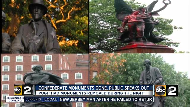 Pugh removes Confederate monuments, public opinions differ