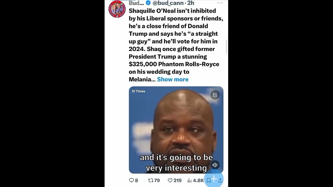 Shaq supports president Trump! He even bought a $325k Rolls Royce for Melania as a wedding present.