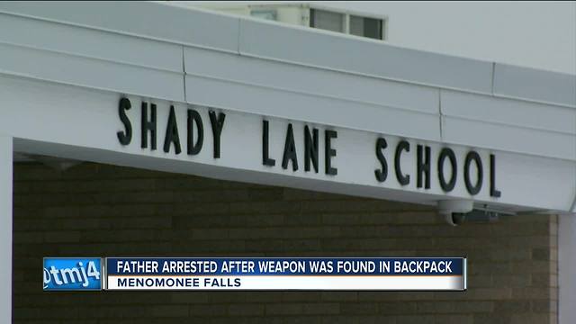 Father arrested after weapon found in child's backpack