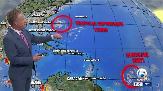 Hurricane Beryl packs 80 mph winds, TD Three forms