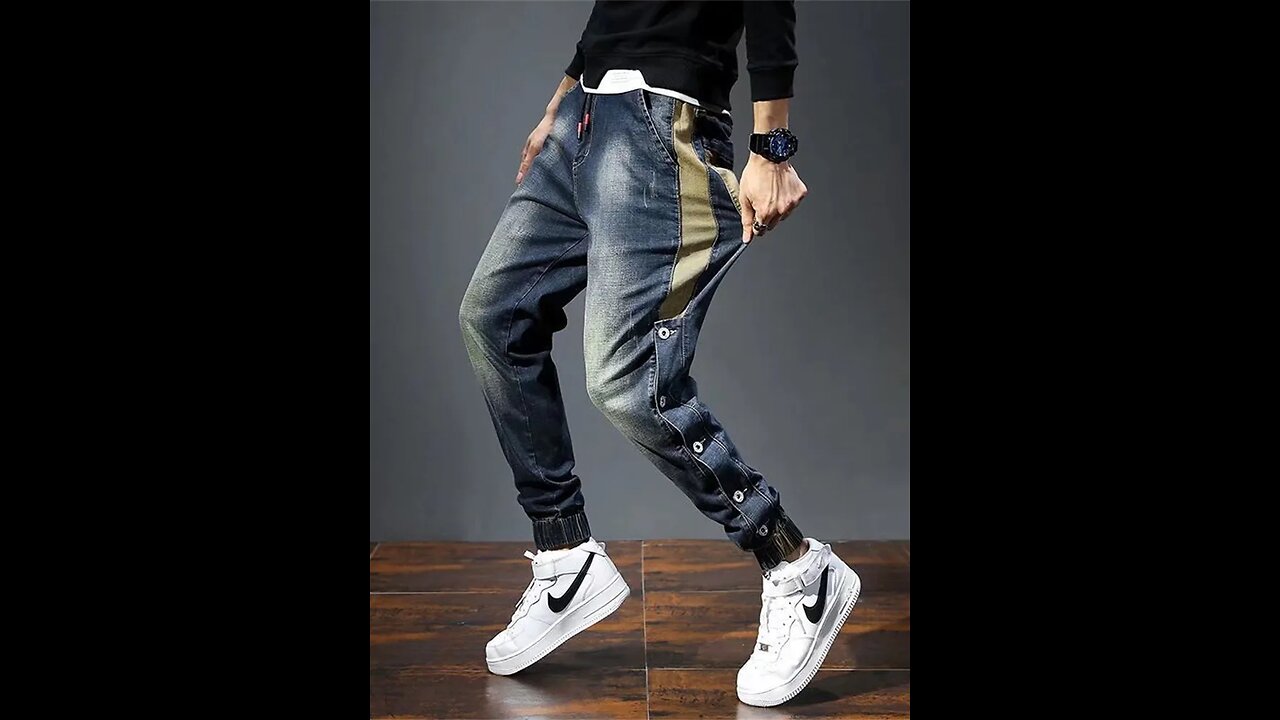 Mens Jeans Harem Pants Fashion Pockets Desinger Loose fit Baggy Moto Jeans