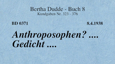 BD 0371 - ANTROPOSOPHEN ? .... GEDICHT ....