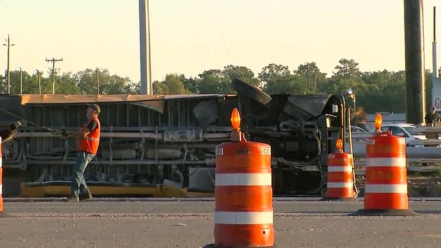 School bus overturns in crash with semi in Brooksville, six high school students injured