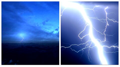 Thunderstorm and Lightning Strikes Over the Raging Sea