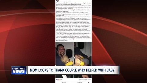 Mother seeks Buffalo couple who cared for "cranky baby" on flight