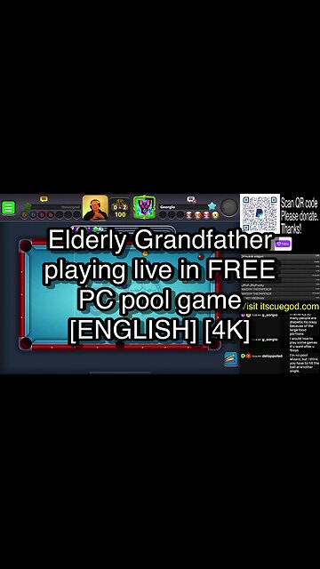 Elderly Grandfather playing live in FREE PC pool game [ENGLISH] [4K] 🎱🎱🎱 8 Ball Pool 🎱🎱🎱