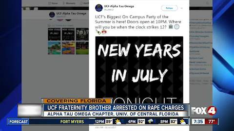 UCF fraternity member charged with rape