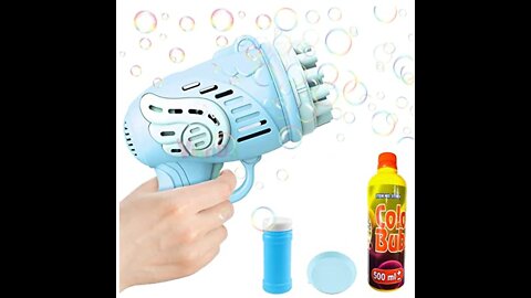 Combo Set of 500 ml Bubble Solution with 10 Hole Automatic Bubble Machine Gun