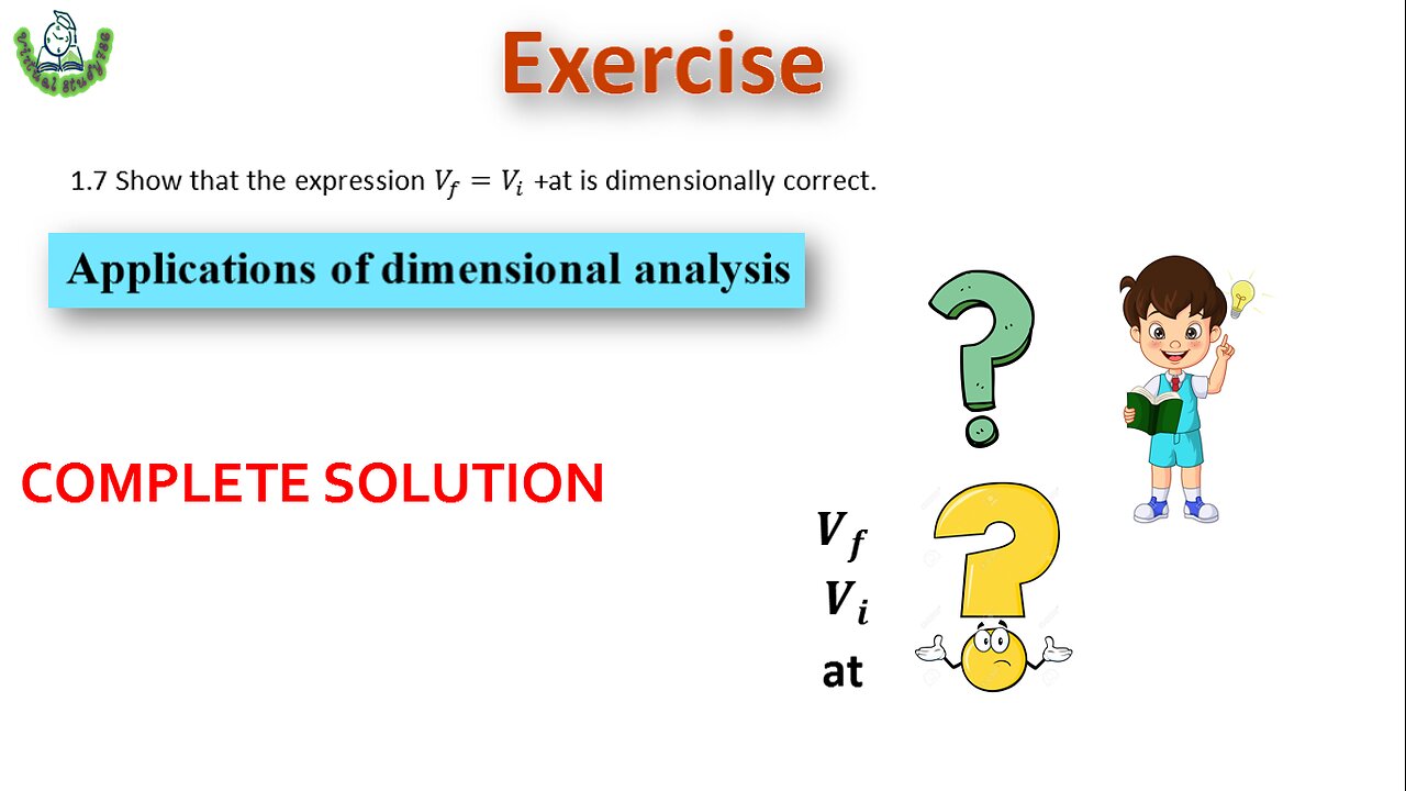 1.7 Show that the expression V_f=V_i +at is dimensionally correct.