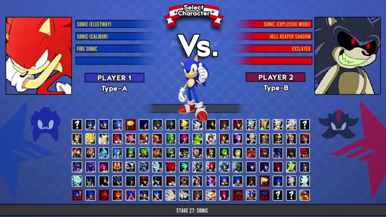 Fleetway Sonic & Excalibur Sonic &FireSonic VS SonicExplosive & HellReaperShadow ISonicBattleMUGENHD