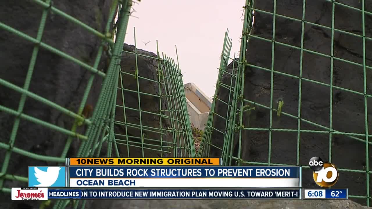 City building rock formations to help solve erosion problem near Sunset Cliffs