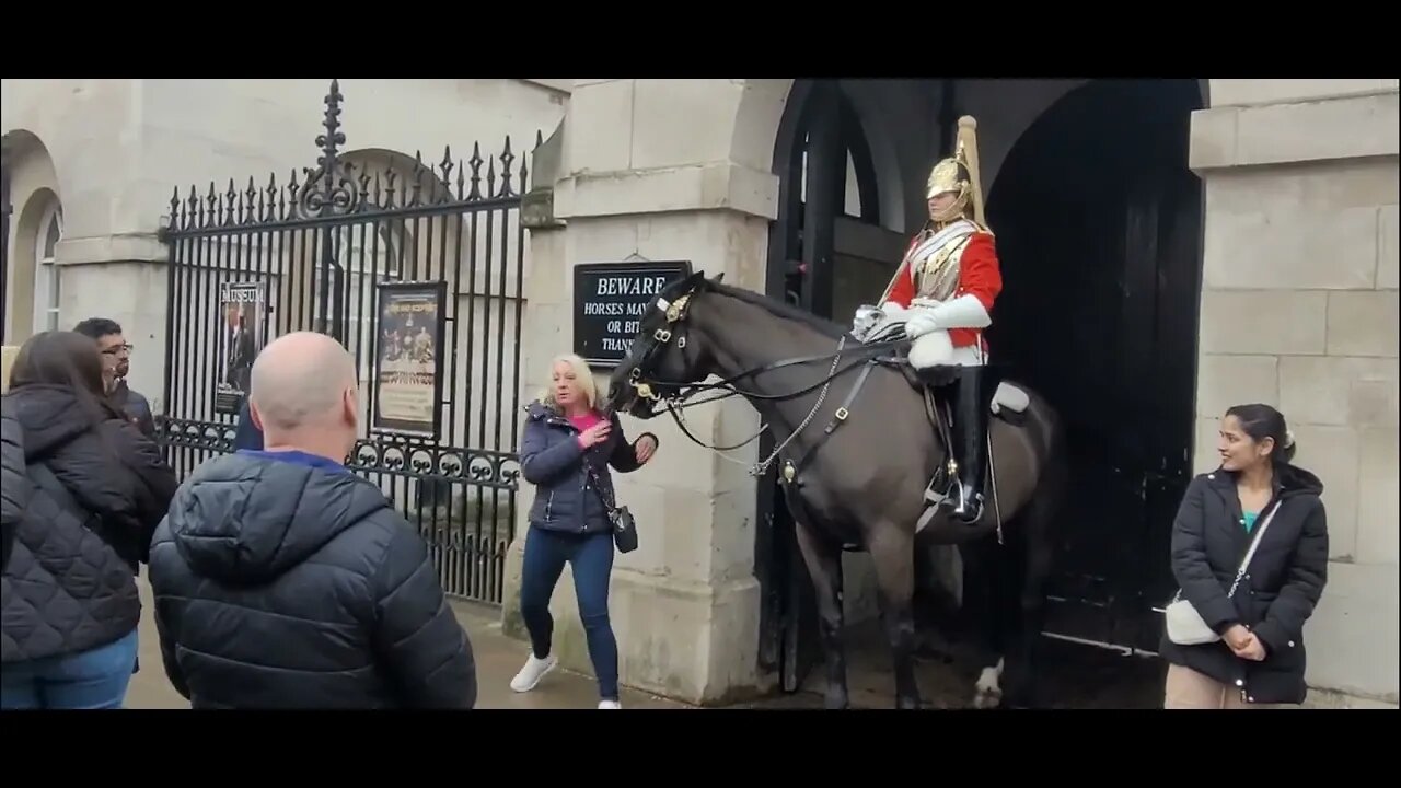 She was shocked the horse tried to bite #horseguardsparade