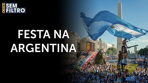 Cenas impressionantes mostram argentinos nas ruas comemorando título da Copa | #osf