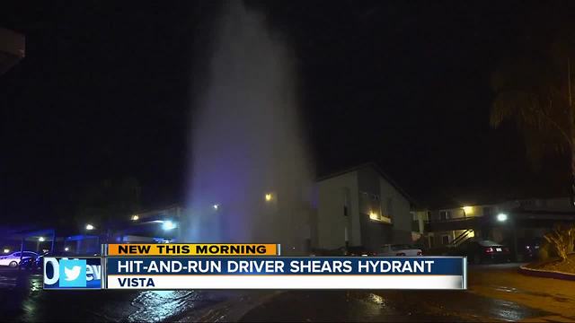 Search on for driver who knocked down hydrant, left scene