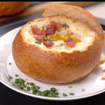 Baked Eggs In Bread Bowls