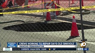 Crews working to fill sinkhole in busy Rancho Penasquitos neighborhood