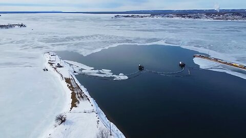 Cloverland Electric Co-Op Hydro Plant and Canal from the sky.