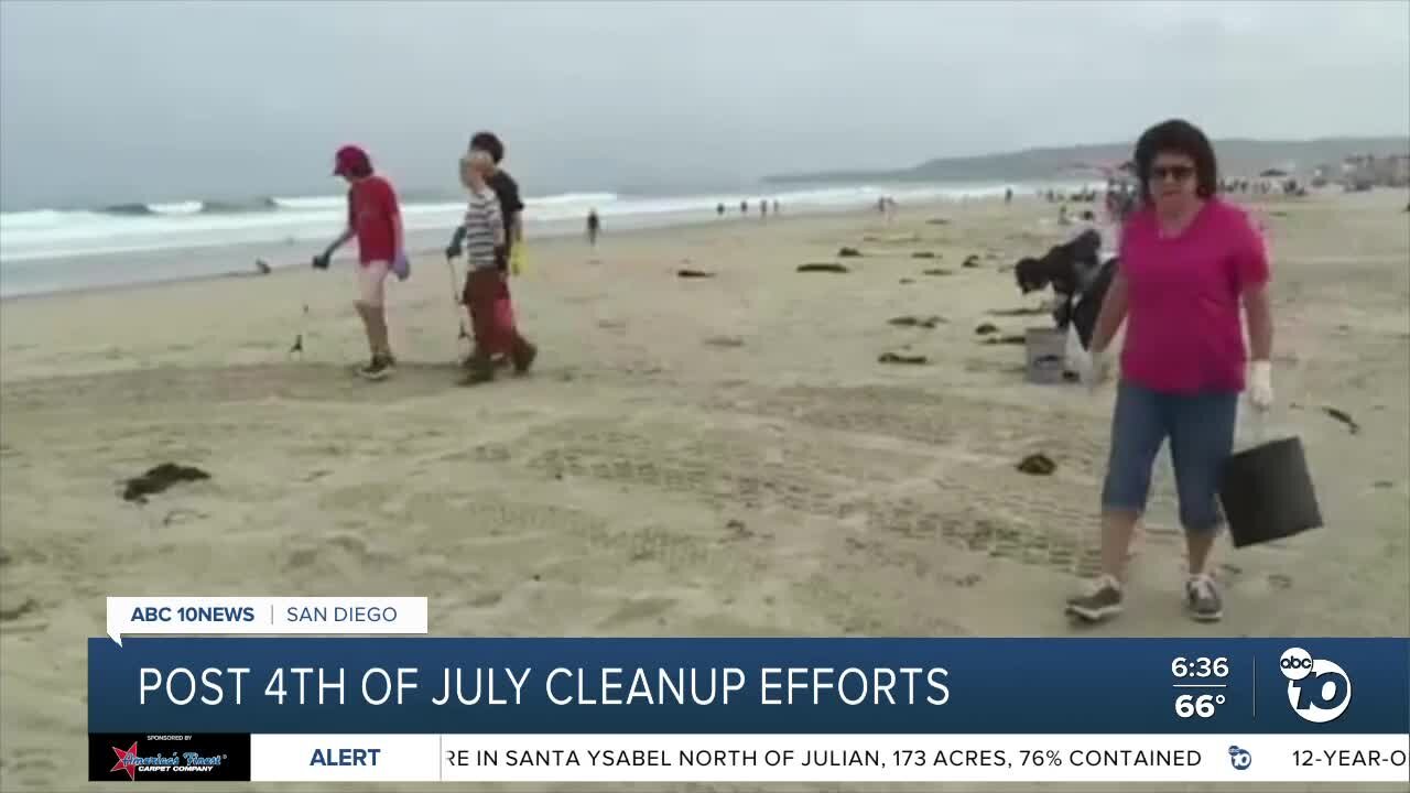 Post Fourth of July cleanup underway in San Diego