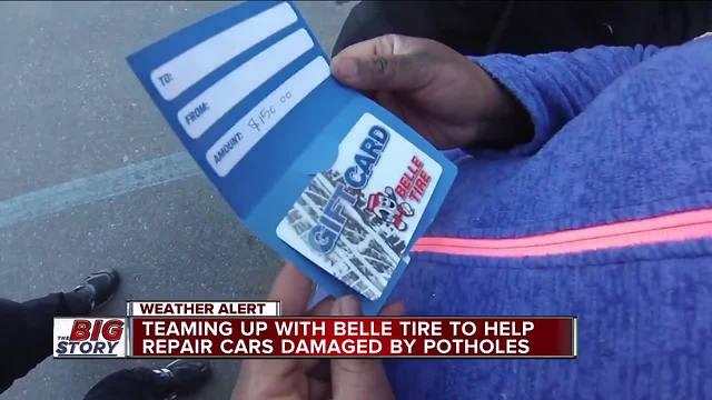 Belle Tire donates gift cards to help drivers with pothole problems