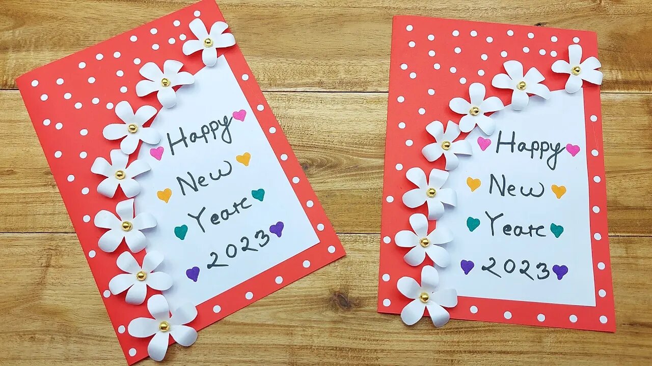 DIY - Happy New Year Greetings Card 2023 | New Year Card Making Handmade | Easy Paper Crafts