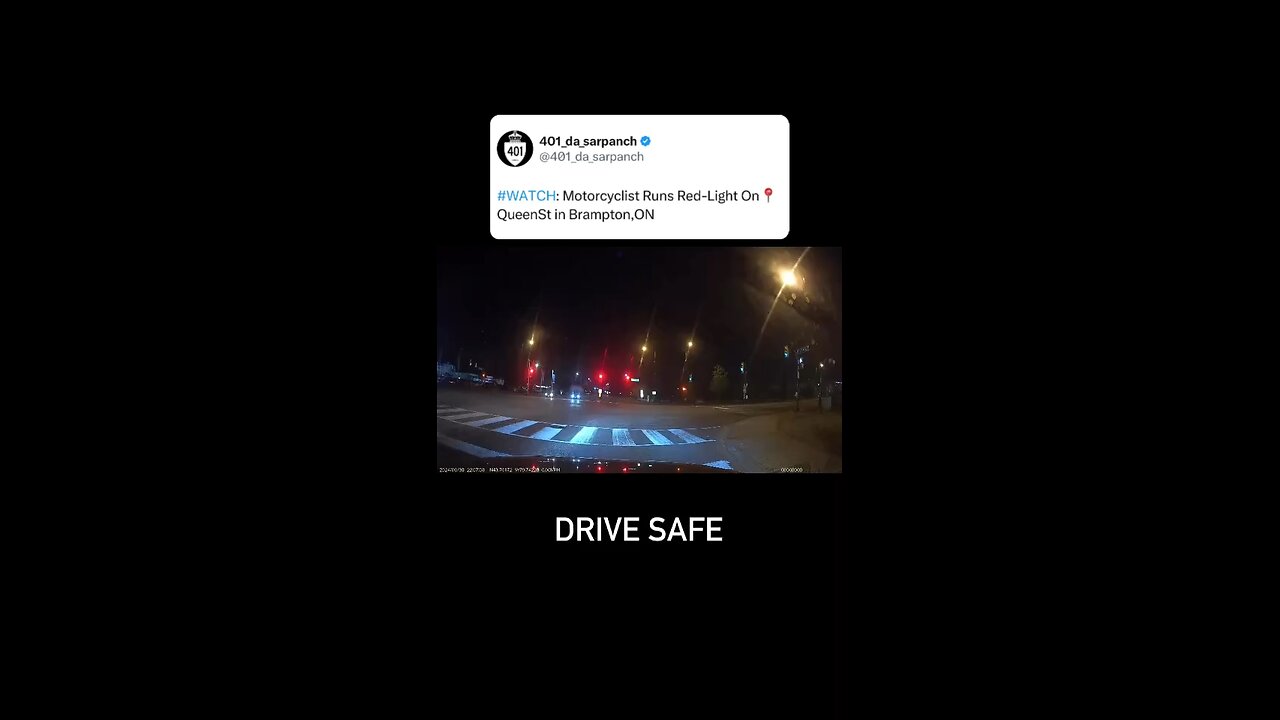 Motorcyclist Runs Red Light in Brampton