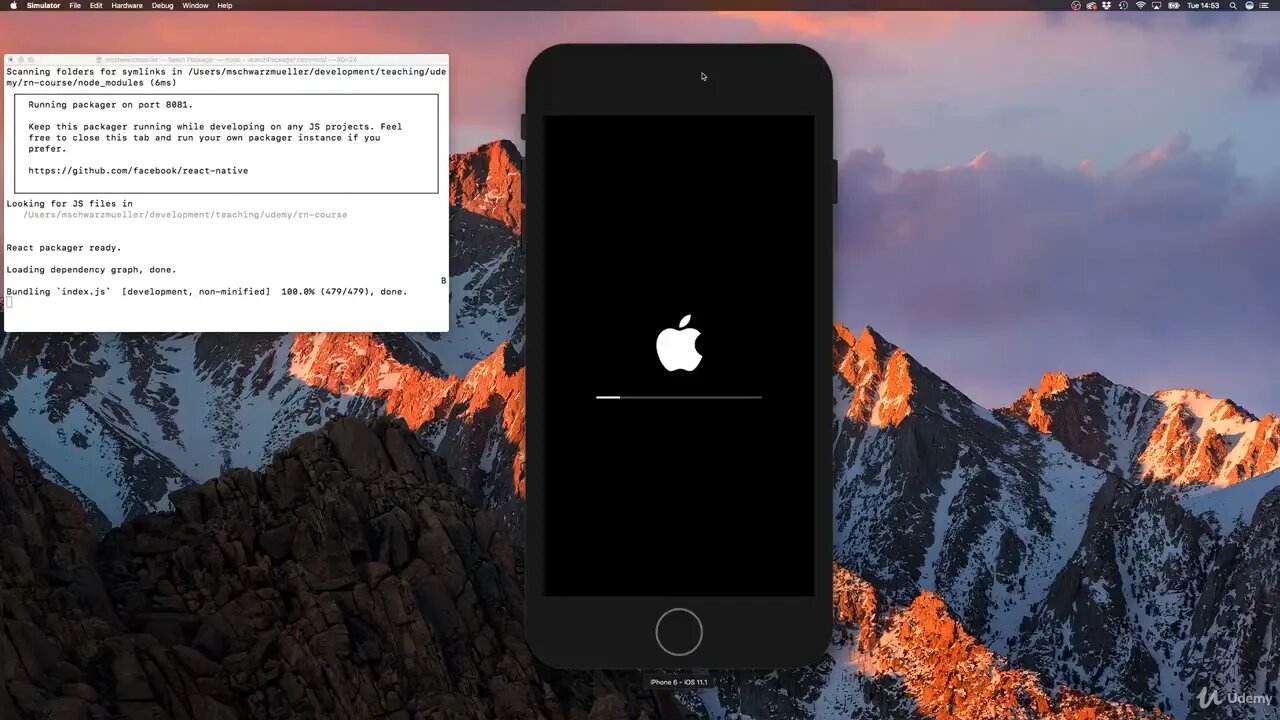 17 - Running our App on an iOS Simulator | REACT NATIVE COURSE