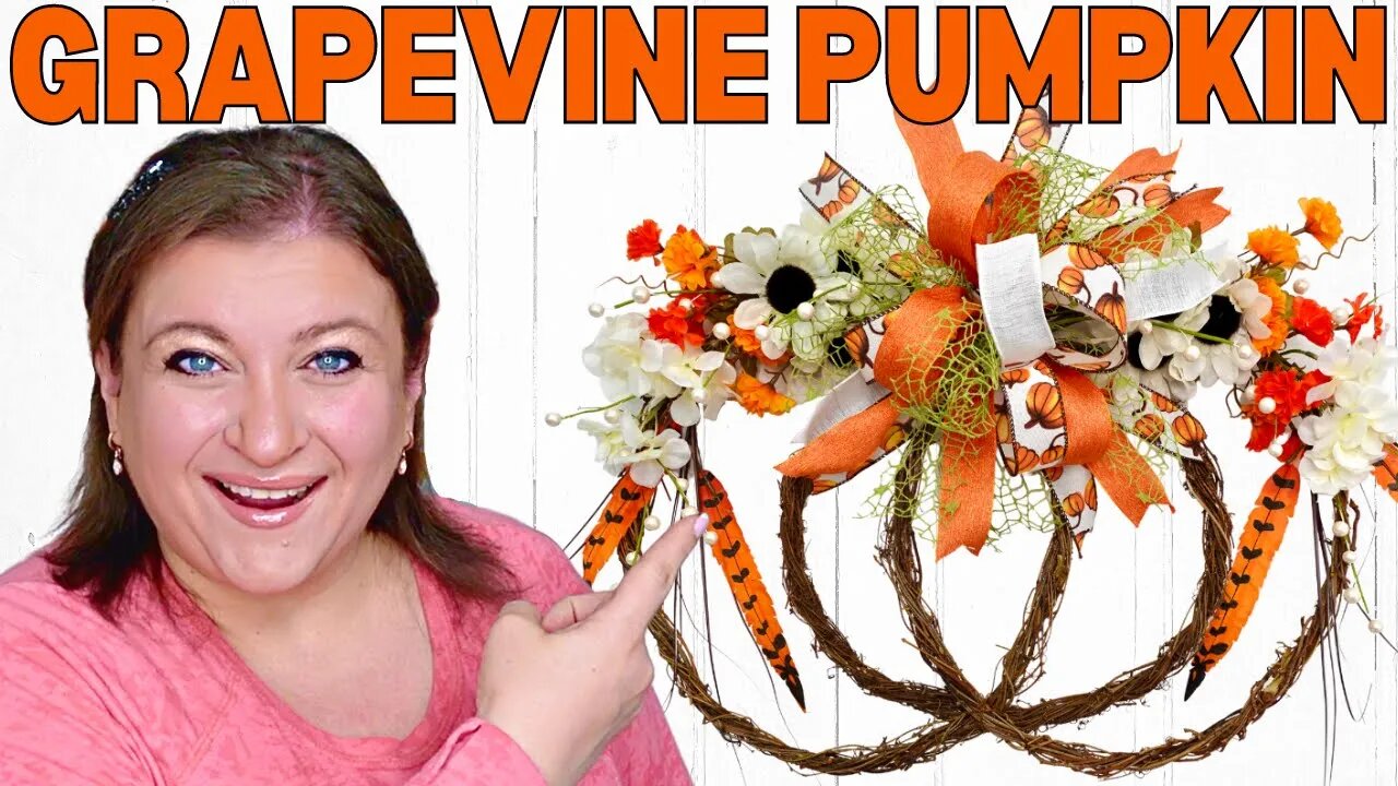 How to make GRAPEVINE PUMPKIN Wreath FUNKY BOW Tutorial