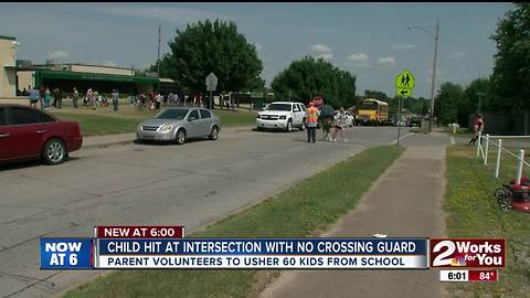 Child hit by car after school, no crossing guard