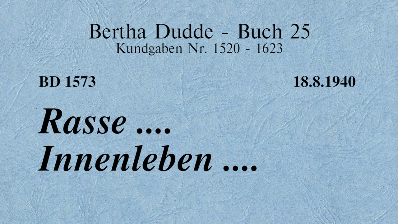 BD 1573 - RASSE .... INNENLEBEN ....
