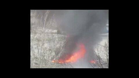 The instant that Russian forces detonated the Mi-8AMTSh chopper before leaving Gostomel. #shorts