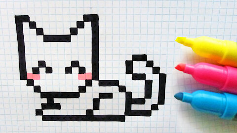 how to Draw cute cat - Hello Pixel Art by Garbi KW